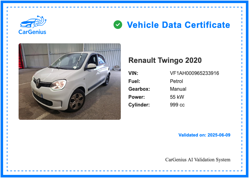 CarGenius certificate mock-up